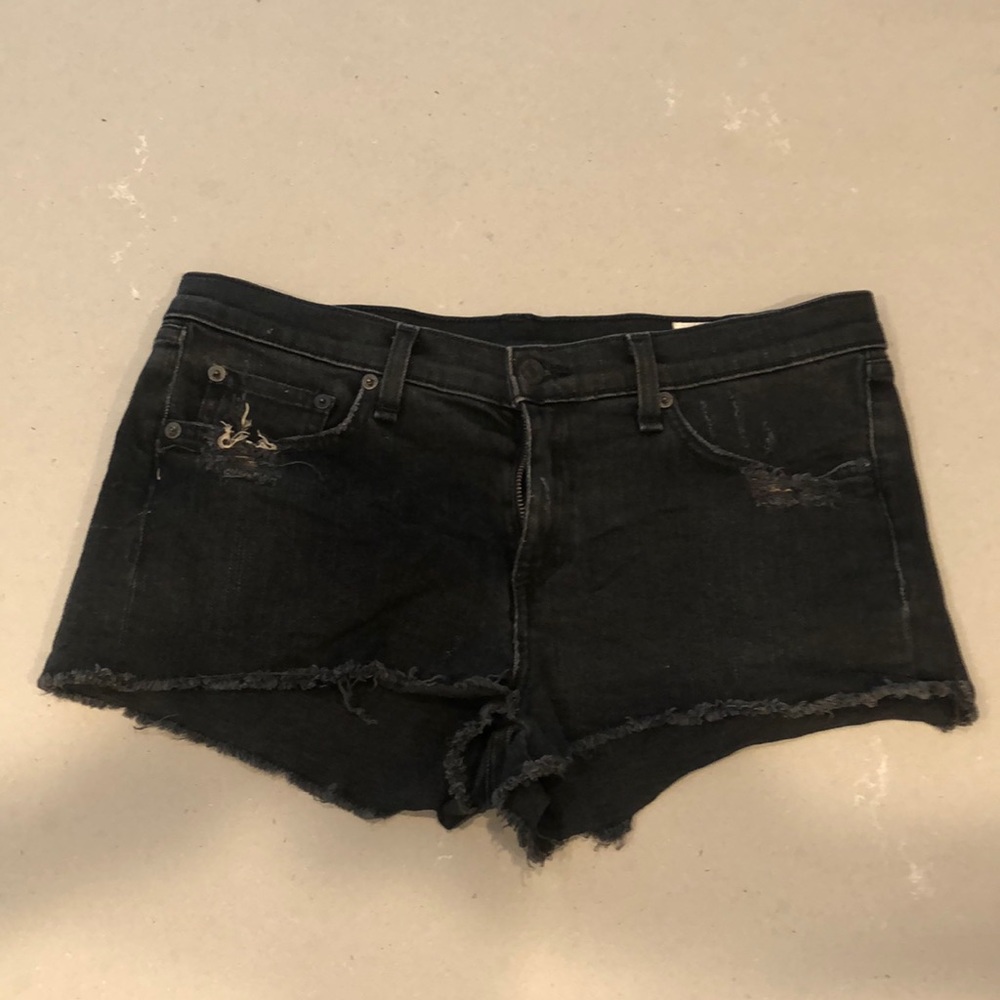 Rag & Bone Black Distressed Jean Shorts Size 28
